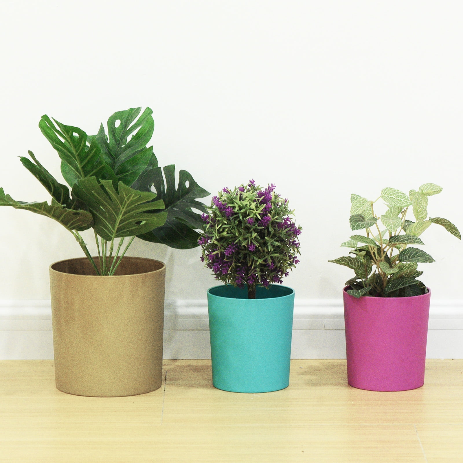 Uxcell 4" Round Plastic Planter Flowerpot Container Indoor Outdoor, Brown 4 Pack