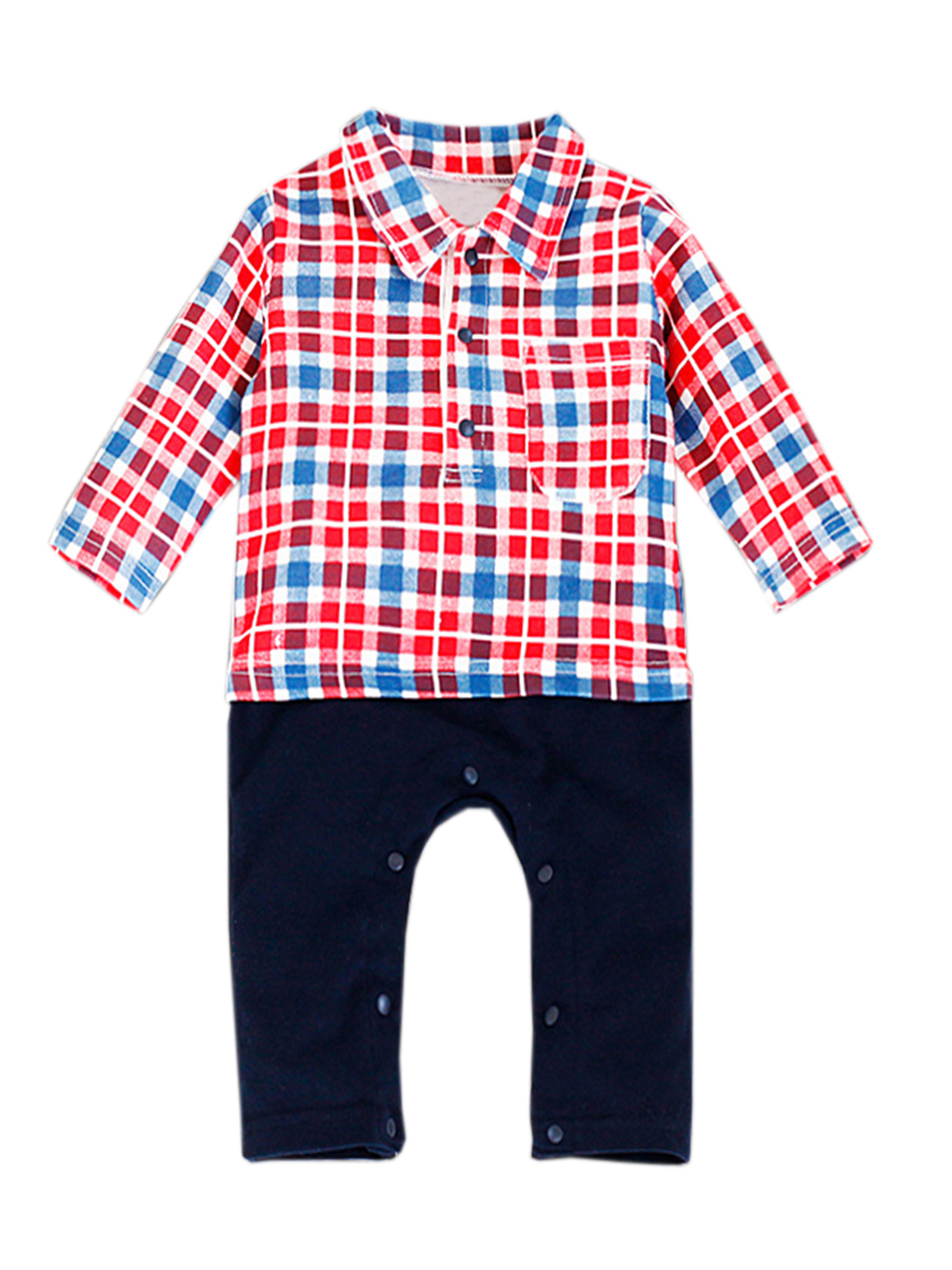 StylesILove Baby Boy Trendy Allinone Romper Onesie (36 Months, Plaid