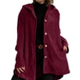 thumbnail image 3 of Chaqueta Informal de Holgada con Capucha y Larga para Mujer, Otoño e Invierno Vino Tinto XXL, 3 of 6