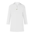 thumbnail image 4 of Njoeus Women's Long Sleeve T Shirt Dress Flowy Loose Button V Neck Tunic Tops Ladies Business Casual Work Office Dressy Blouses Shirts with Pocket S-XXL, 4 of 6