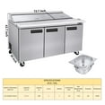 thumbnail image 3 of 72 Inches Sandwich Salad Prep Table Refrigerator - KITMA 32.8 Cu. Ft 3 Door Food Prep Station Table with Cutting Board and 18 Pans, 33 °F - 38°F, 3 of 8
