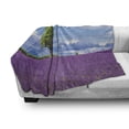 thumbnail image 3 of Scenic Summer Soft Flannel Fleece Throw Blanket, Lavender Field with a Tree and Sky, Cozy Plush for Indoor and Outdoor Use, 70" x 90", Violet Azure Blue, by Ambesonne, 3 of 6
