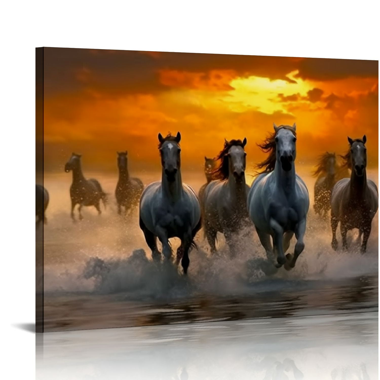 JRXY Canvas Wall Art Horse Running Framed Prints Painting Modern Abstract Canvas Oil Painting Wall Art for Home Living Room Bedroom Decor Colorful by Animal Print Ready to Hang 20x16in