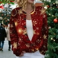 thumbnail image 1 of Winter Plus Size Fall Sweaters for Women Women Christmas 3d Snowflake Button Deer Plush Sweater Cardigan Features: Brick Red XXL, 1 of 7