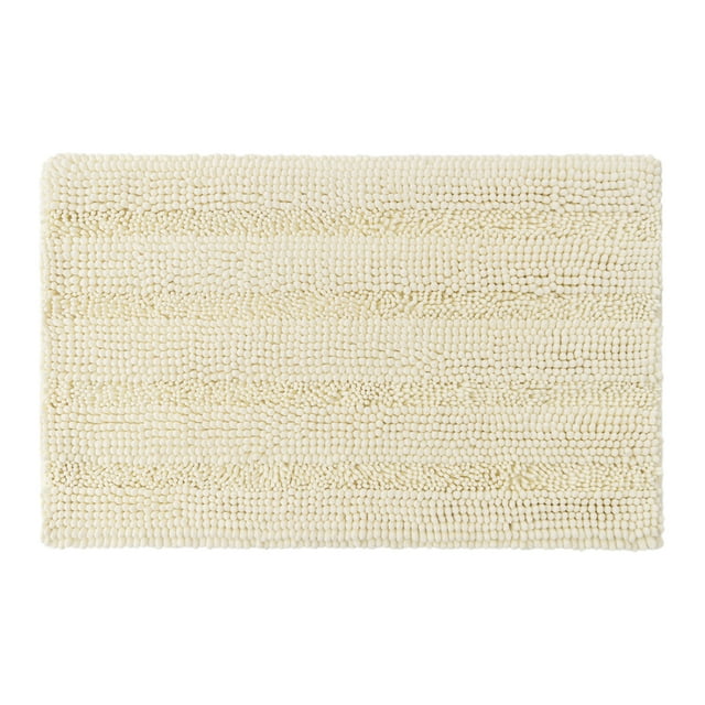 Advancent Alfombra de baño de poliéster Absorbente Parte inferior antideslizante Lavable a máquina Textura Chenille Sin derramamiento Blanco Type2 NO2