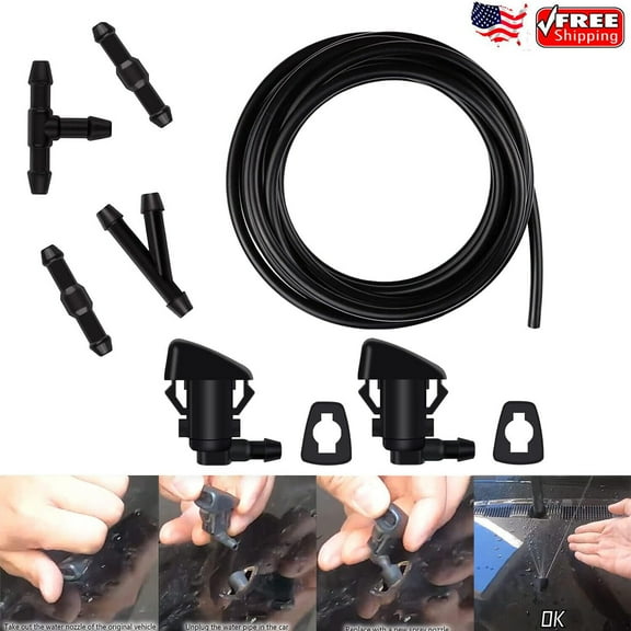 Universal Car Windshield Wiper Washer Squirter Nozzle Spray Jet Kit 2M Hose