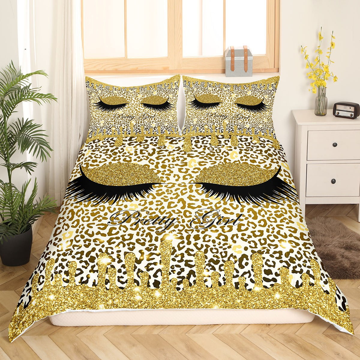 YST Dreaming Eyelash Bed Sets Leopard Cheetah Print Duvet Cover ...