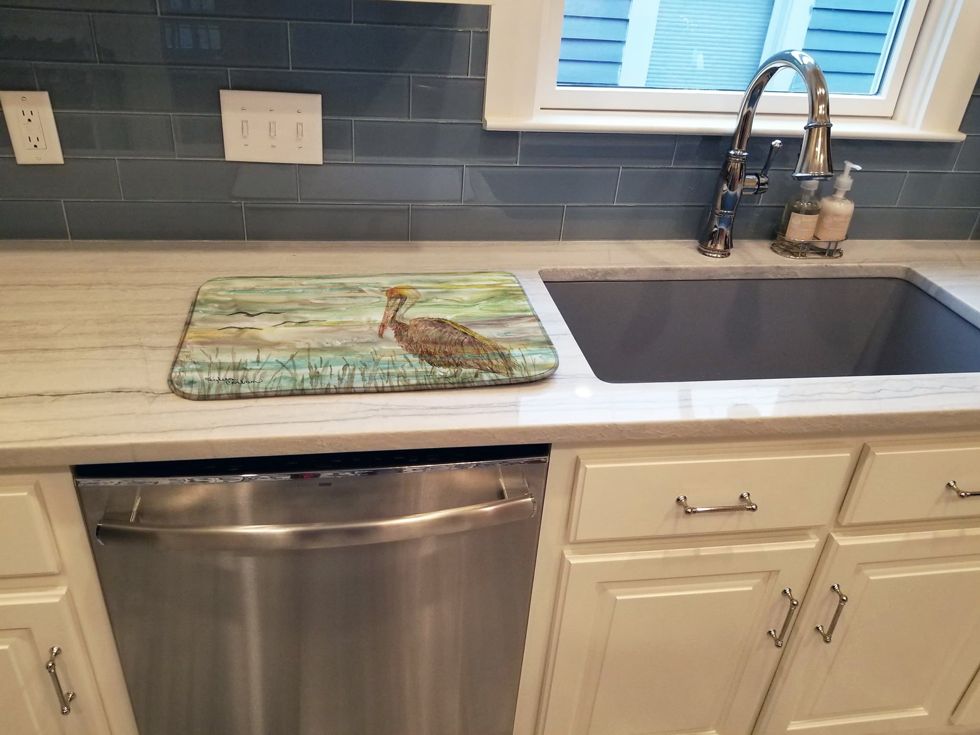 Brown Pelican Sunset Dish Drying Mat