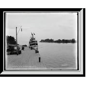Historic Framed Print, Wharf at the Frontenac, Round Island, N.Y., 17-7/8" x 21-7/8"