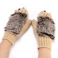 thumbnail image 4 of Guantes de punto para mujer, guantes de lana cálidos para otoño e invierno, guantes para dedos de erizo, guantes para dedos de dibujos animados, 4 of 6