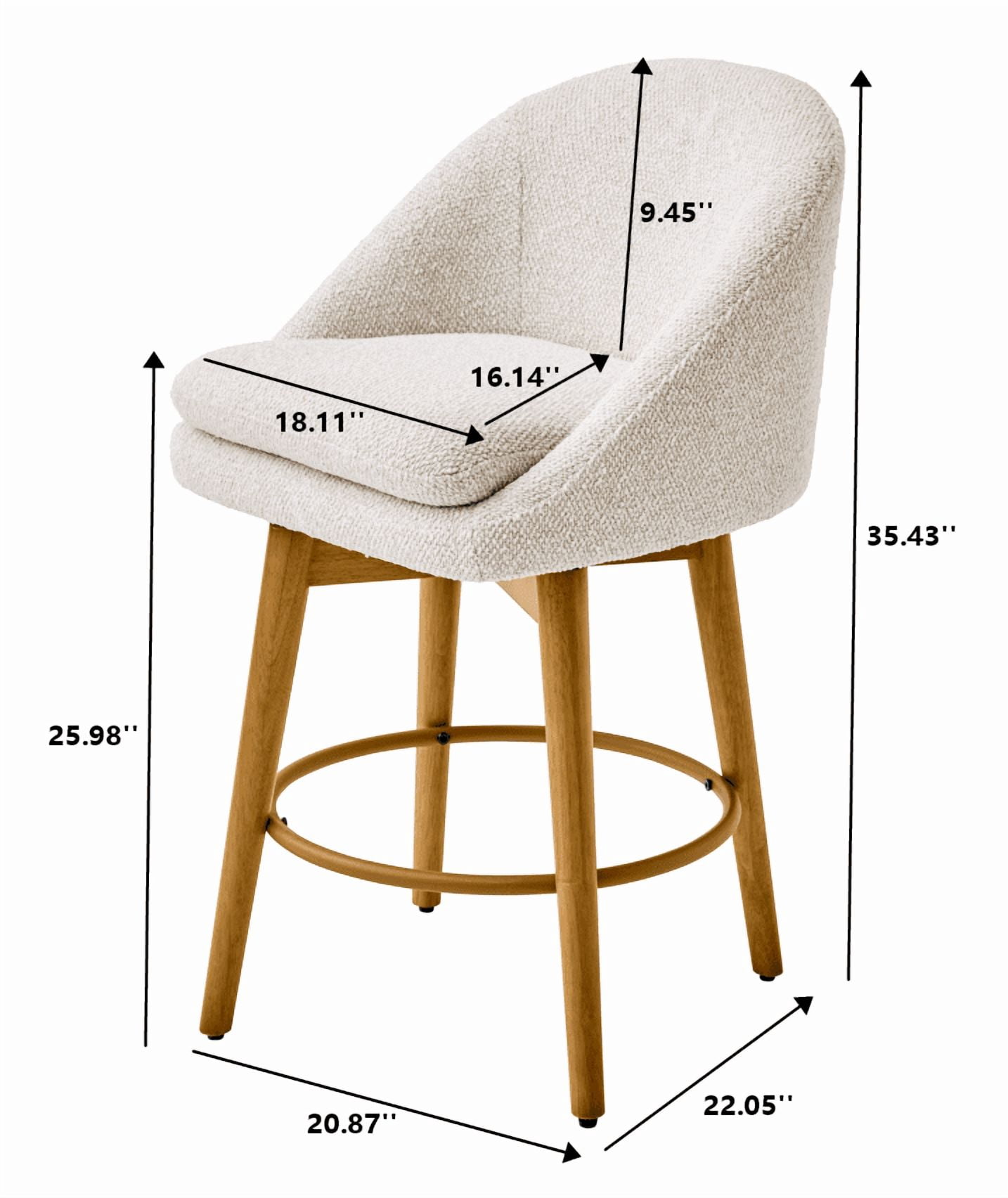(2 pack) Better Homes & Gardens Mira Swivel Counter Stool, Cream & Light Honey, Set of 2