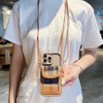 Crossbody Necklace Lanyard Weave Wallet Retro Plain Multistep Case for