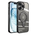 thumbnail image 7 of for iPhone 16 Pro Magnetic Clear Case with All-inclusive Camera Lens Film [Compatible with MagSafe] Shockproof Plating Anti-yellowing Transparent Ring Kickstand Slim Phone Case,Black, 7 of 7