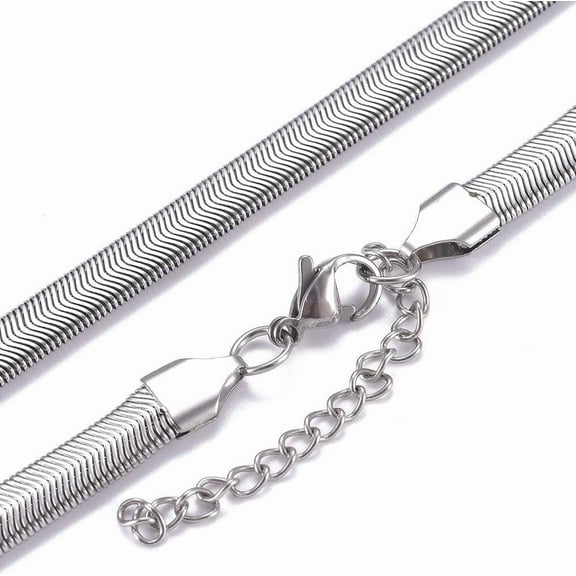 1 pc Non-Tarnish 304 Stainless Steel Herringbone Chains Necklaces with Lobster Claw Clasps Stainless Steel color 16.1 inch(41cm)