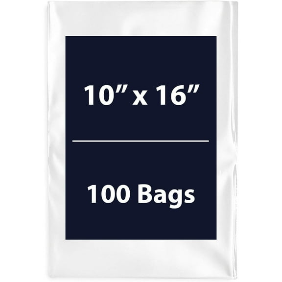Multiple Sizes Clear Flat Poly Bags - 10"x16" & 100 Bags 1Mil Flat Open Top Plastic Packaging Packing | Flexible and Durable Plastic Bags | Low-Density Polyethylene (LDPE)