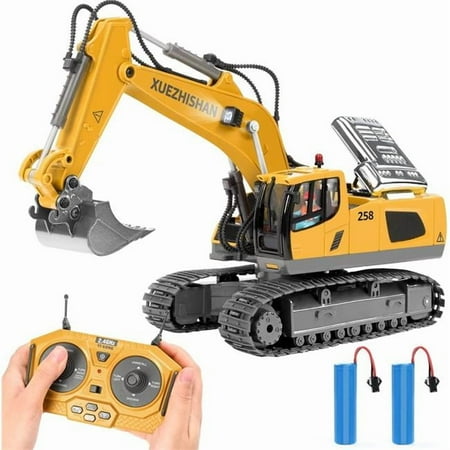 tek NT79087 UNO1RC Remote Control Excavator Toys for Boys Turns 680 deg 2 Batteries Metal Shovel Lights & Sounds Construction Toys Birthday Gifts Boy Toys for 3 4 5 6 7 8 Years Old