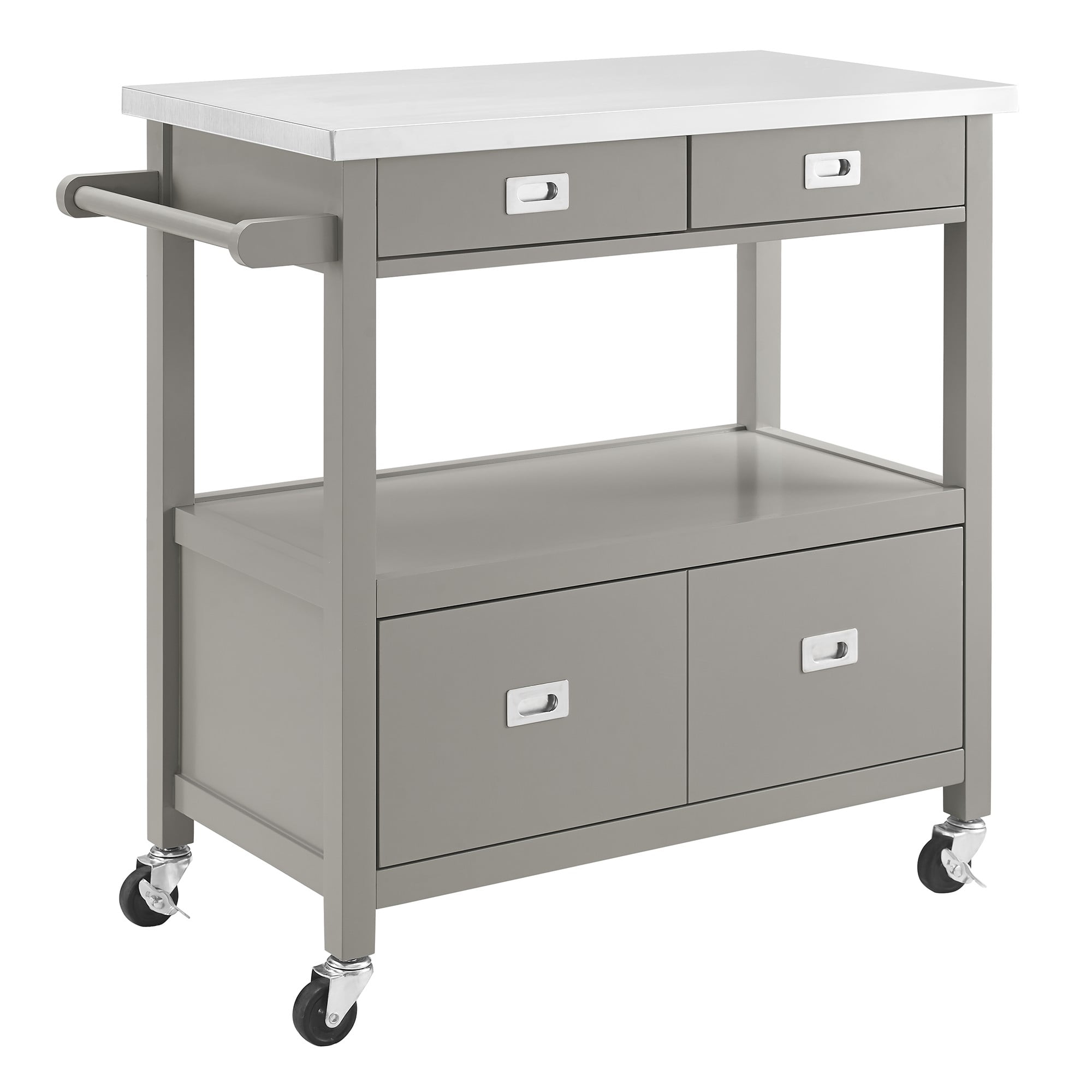 Linon Sydney Kitchen Cart Gray Stainless Steel Top 4 Drawers Linon Sydney Kitchen Cart Gray Stainless Steel Top 4 Drawers Com