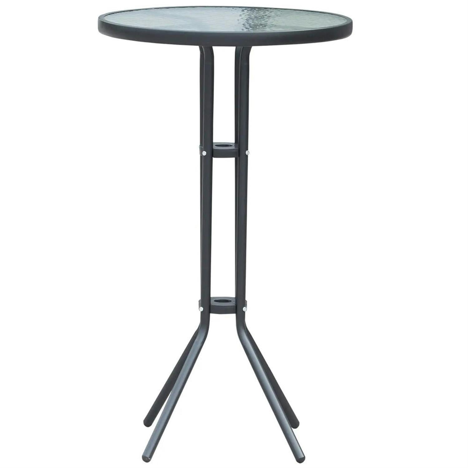 Demi Bonn 19" Round Bar Height Bistro Set for 2, Outdoor Pub Table and Chairs, Durable Build, Ideal for Small Patio and Garden, Gray