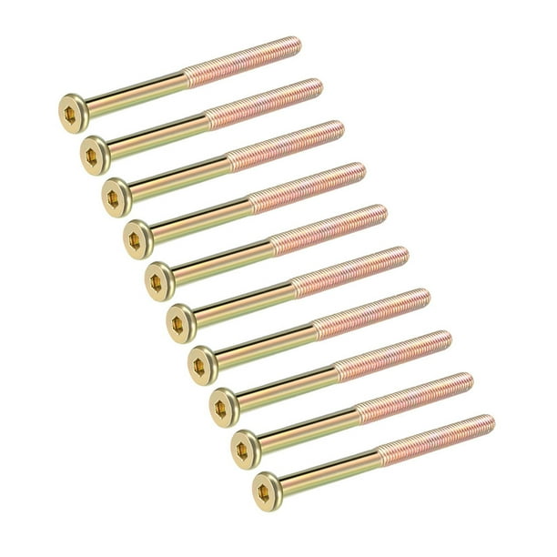 Tornillos de muebles M8x100mm con socket hexagonal, fijaciones galvanizadas, tornillos de media rosca de acero al carbono, 10 Pcs
