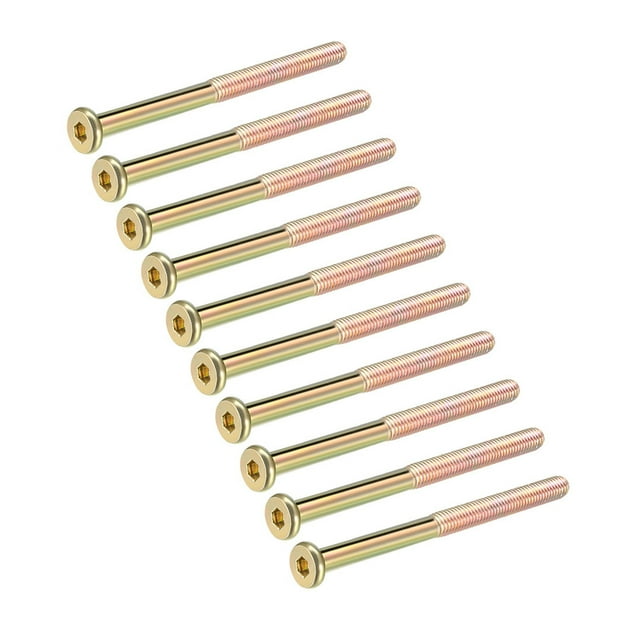 Tornillos de muebles M8x100mm con socket hexagonal, fijaciones galvanizadas, tornillos de media rosca de acero al carbono, 10 Pcs