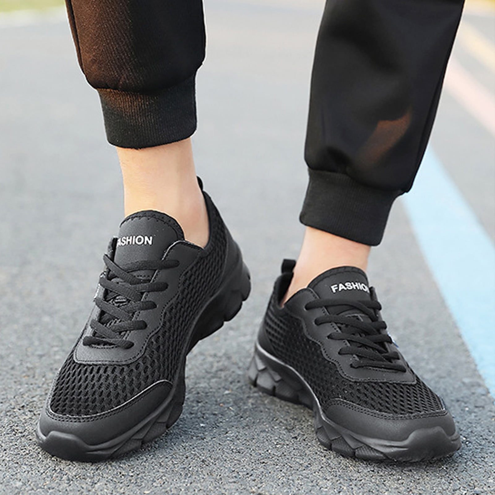 Yindaity Tennis Shoes Men Mens Casual Shoes Men's Slip-on Walking Shoes, Gym Workout Restaurant Fashion Sneakers Men Shoes Sneakers(Black,9)