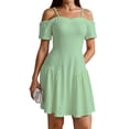 thumbnail image 1 of Vestido casual LALACAT de verano con hombros descubiertos, línea A, verde para mujer, 1 of 6