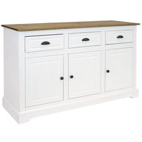 Sunnydaze 52" Solid Pine Sideboard Cabinet with 3 Doors 3 Drawers and Adjustable Shelf, White