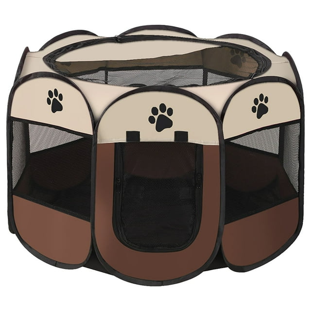 HHBEAUTY Parc Portable pour Chat pour Chats d'Intérieur Fermé, Petit Parc Pliable pour Chien Chiot Cage Chenil Cage Extérieur avec Toit Supérieur, Tente de Jeu Pop-Up Pliable pour Chaton pour Camping VR