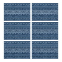 Blue Geometric Pattern with Elephants Summer Placemats Table Placemats Set Of 6-Linen Kitchen Washable Placemats Table Mats 11.8"x17.7" Non-Slip Heat Resistant
