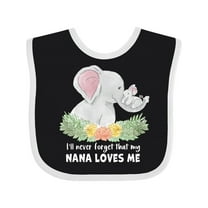 Inktastic I'll Never Forget That My Nana Loves Me with Cute Elephants Boys or Girls Baby Bib