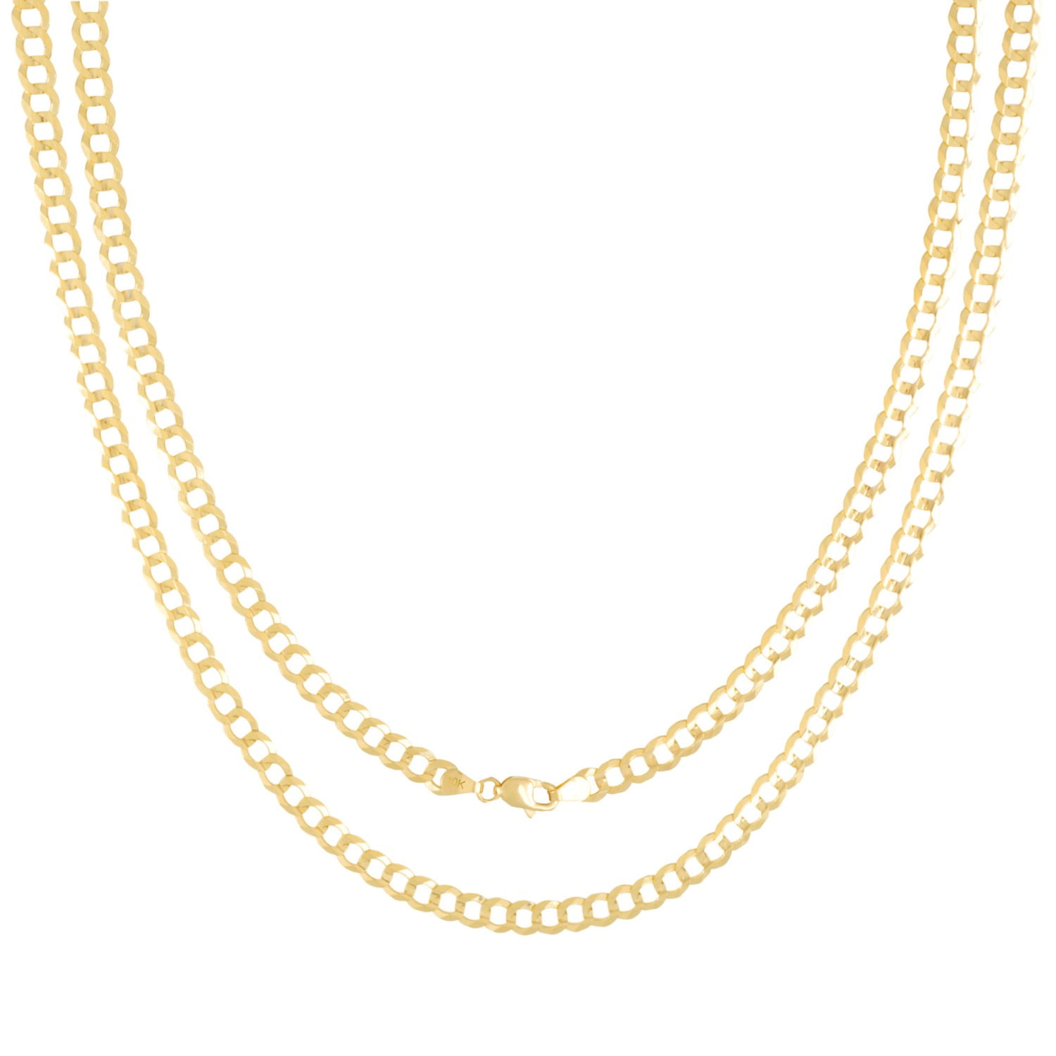 10K Yellow Gold Cuban Curb Chain Necklace for Men and Women â ...