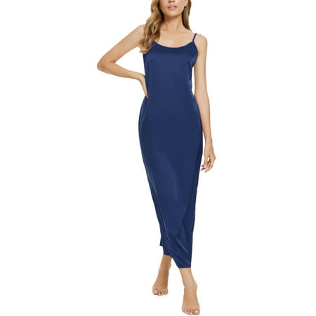 

cheibear Womens Satin Pajama Cami Dress Nightshirt Sleepwear Lounge Long Nightgown