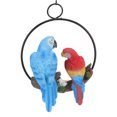thumbnail image 1 of Garden Bird Model Crafts, Weatherability Garden Iron Ring  Pendant Small Red Blue Macaw Synthetic Resin Iron Cute Expression  For Courtyard, 1 of 8