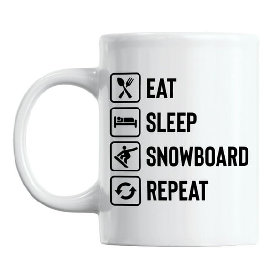 Eat, Sleep, Snowboard, Repeat White Ceramic Coffee & Tea Mug (11oz)
