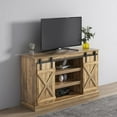 thumbnail image 2 of Wooden TV Stand with Sliding Barn Door for Living Room, Media Console Table Storage Cabinet for TVs Up to 65", 4 Colors, 2 of 8