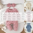 thumbnail image 5 of Faraee Newborn Baby Girl Floral Romper Set Waffle Knit Long Sleeve Ruffle Jumpsuit with Bow Headband 0 3 6 9 Months Infant Fall Winter Outfit, 5 of 7