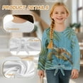 thumbnail image 6 of Xoenoiee Turtle Wood Palm Leaves Print Tie Knot Front Shirt for Girls Long Sleeve Crop Tops Loose Round Neck Blouse Fall Outfits for Kids Teens, 5-6 Year, 6 of 7