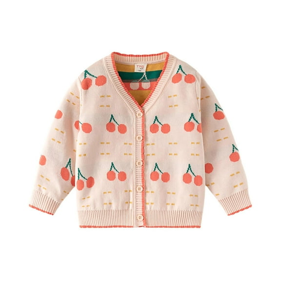 CYRBOKO Girls Cardigan Sweaters, Knited Stretchy Long Sleeve V-neck Fall Outerwear Pink Size 7-8 T