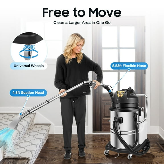 ChicHomey 3 in 1 Commercial Carpet Cleaning Machine,60L Sewage Clean Water Tanks,2110W High Power, 250mbar Suction, Low Noise  for Home/Hotel/Cleaning Services​