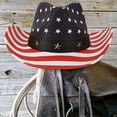 thumbnail image 4 of JASGOOD Men's American Flag Cowboy Hats 4th of July Patriotic Western Hat Vintage Sun Hat Memorial Day Gifts, 4 of 9