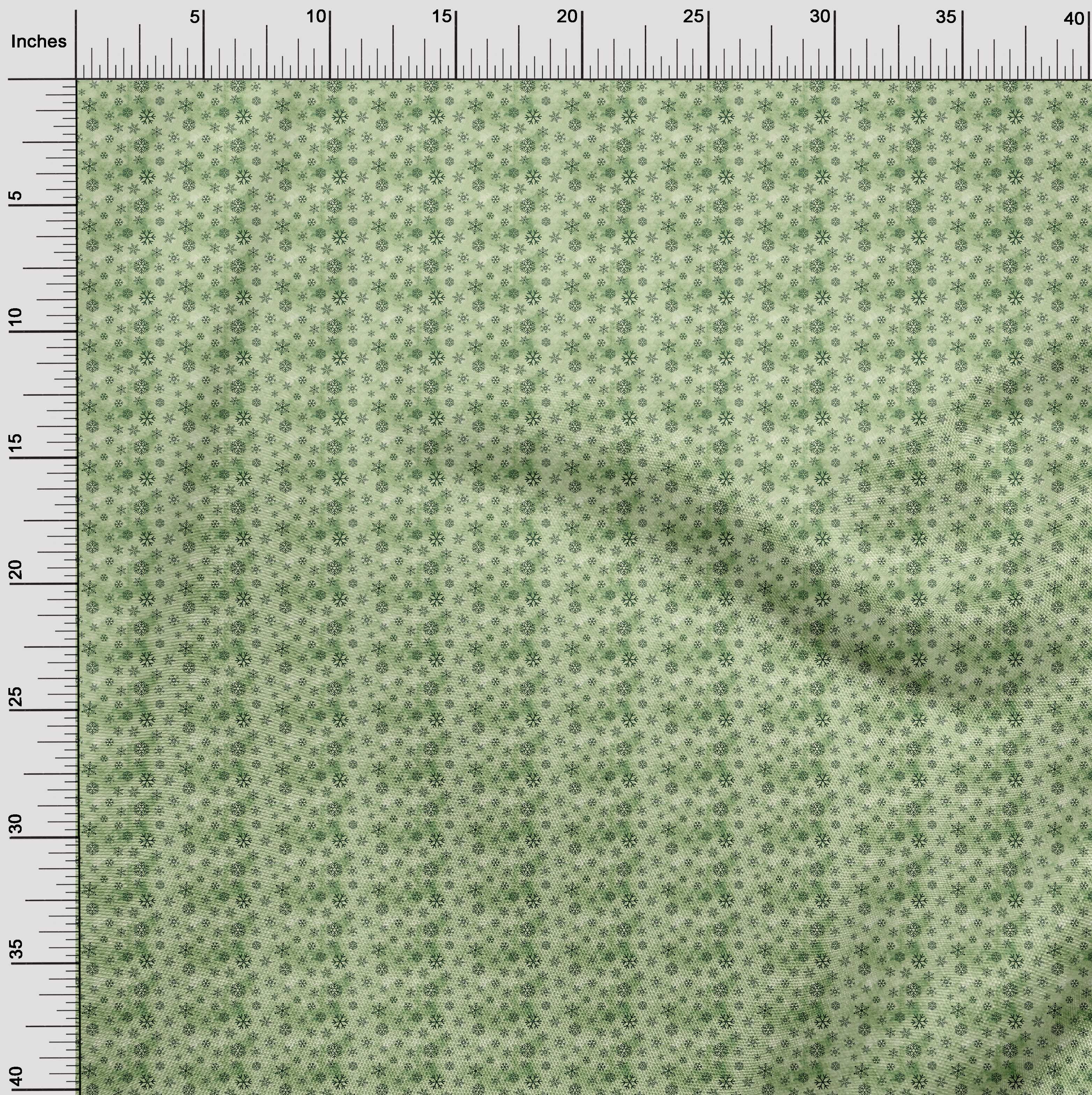 oneOone Cotton Jersey Light Green Fabric Christmas Snow Flakes Sewing Material Print Fabric By The Yard 58 Inch Wide