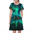 thumbnail image 1 of Balery Northern Lights Vestidos sueltos de manga corta para mujer, vestidos de verano 2025, vestidos casuales de corte A con vuelo., 1 of 6