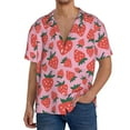 thumbnail image 3 of Xecao offers the Cartoon Strawberry for Men's Casual Short-sleeved Shirt, a button-up collared shirt with a pocket, perfect for beach vacations and yacht travel in the XX-Large size., 3 of 7