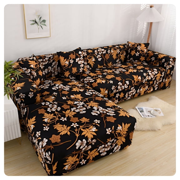 AUQ 2026 New Sectional Couch Covers Printed L-Shaped Sofa Covers Stretch Couch Slipcover for Living Room 1/2/3/4 Seater for Sofa,Loveseat,Sectional,Living Room,Family Room,Apartment