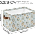 thumbnail image 3 of GZHJMY Blue Cartoon Easter Eggs Shelf Storage Baskets, Foldable Fabric Storage Bins with Leather Handles for Organizing Closet Clothes, Toys, Towels, Bedroom, Bathroom, Nursery, Office (1 Pack), 3 of 7