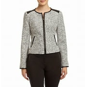 Calvin Klein Women's Petite Striped Marled Zip Front Jacket