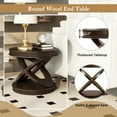 thumbnail image 2 of Hassch 22" Retro Round Side Table with X-Shaped Legs, Multi-Purpose for Living Room, Office, or Small Spaces (Espresso), 2 of 8