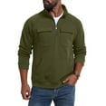 thumbnail image 3 of Atogsazn Men's Half Zip Sweatshirt Casual Pullover Sweater Fleece Fall Winter Tops Outfit Clothes with Pocket Army Green XXL Fashion, 3 of 4