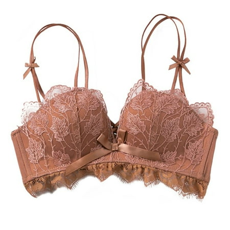 

Wisremt 1PC Lace Floral Embroidery Bra Backless Push Up Bras For Women Lingerie Comfortable Adjustable Wireless Bralette