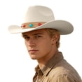 thumbnail image 4 of Western Cowboy Hat for Everyday Wear - Classic Fedora Style for Home Leisure and Seasonal Fashion, Beige, 4 of 4